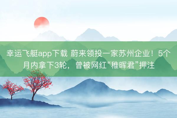 幸运飞艇app下载 蔚来领投一家苏州企业！5个月内拿下3轮，曾被网红“稚晖君”押注
