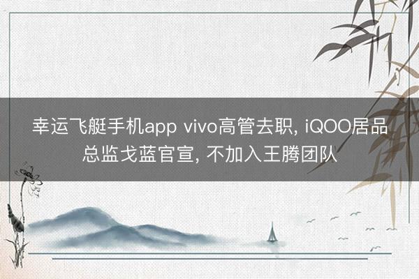 幸运飞艇手机app vivo高管去职， iQOO居品总监戈蓝官宣， 不加入王腾团队