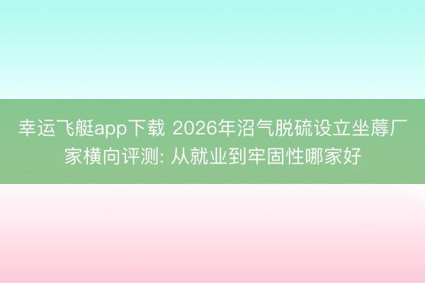 幸运飞艇app下载 2026年沼气脱硫设立坐蓐厂家横向评测: 从就业到牢固性哪家好